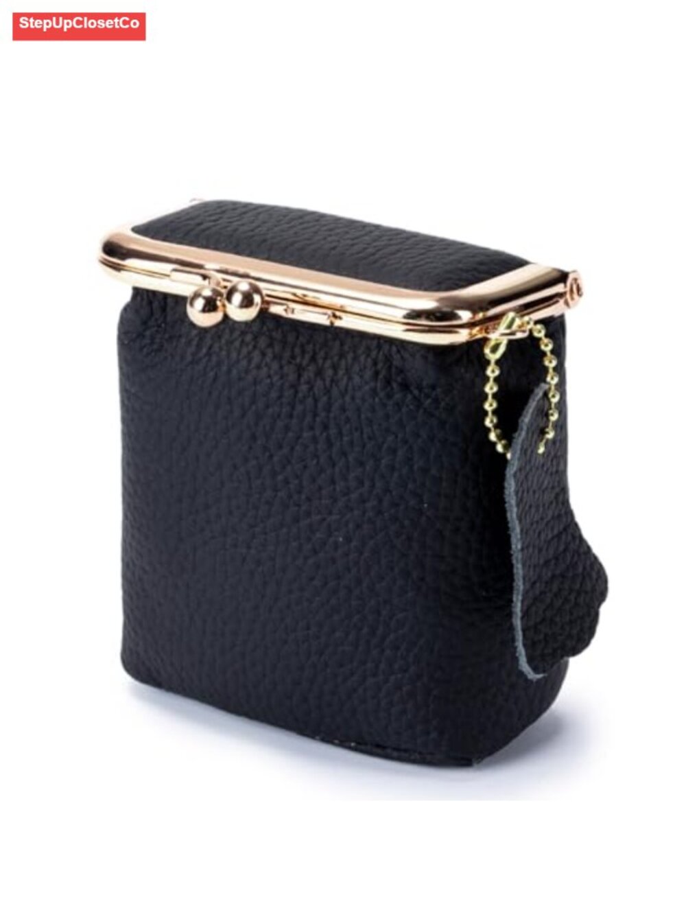Genuine Leather Coin Purse Mini Kiss Lock Pouch Wallet Lipstick Holder